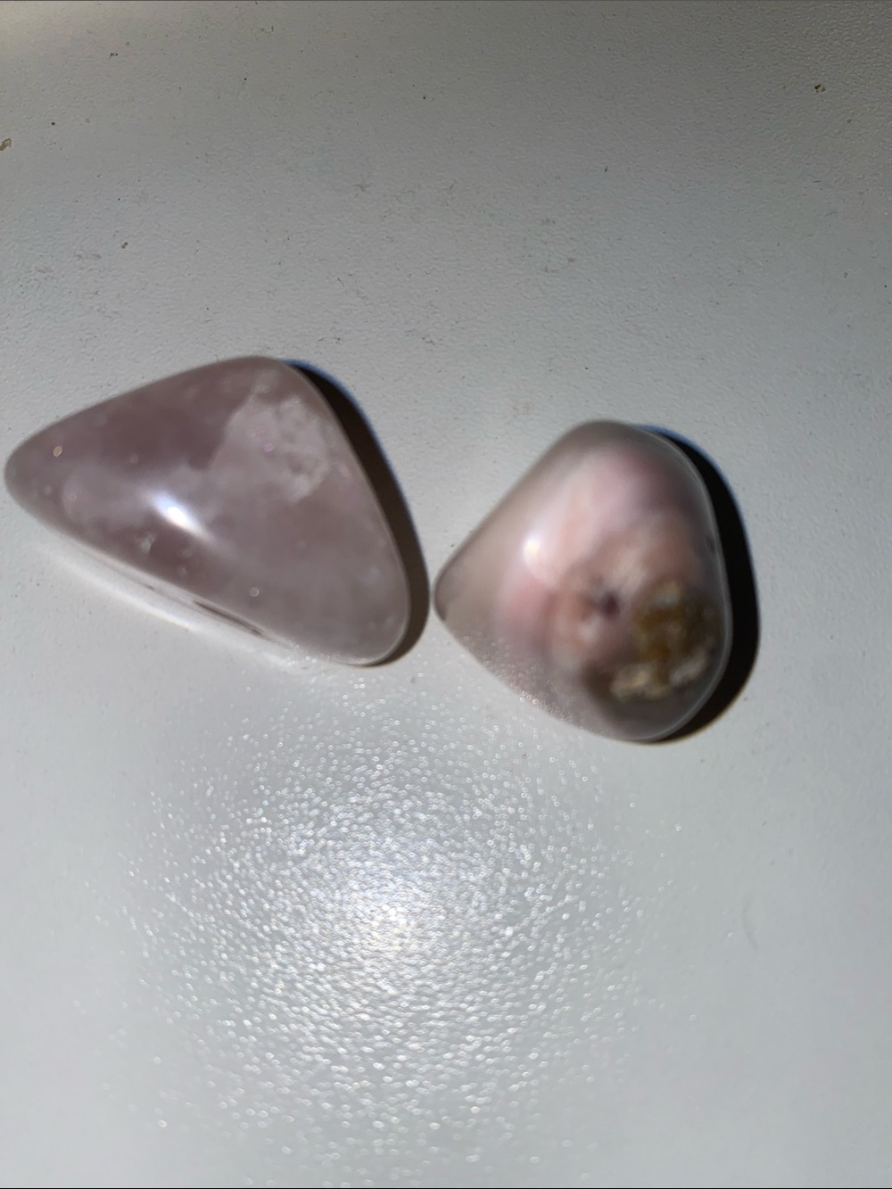 Polished Rose Quartz Decorative Stones - Soft Pink Pair